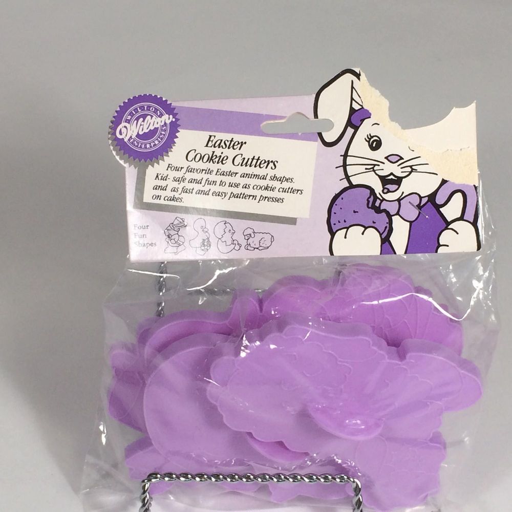 Wilton Easter Cookie Cutters, set of 4 1980s plastic rabbit, chick lamb duck